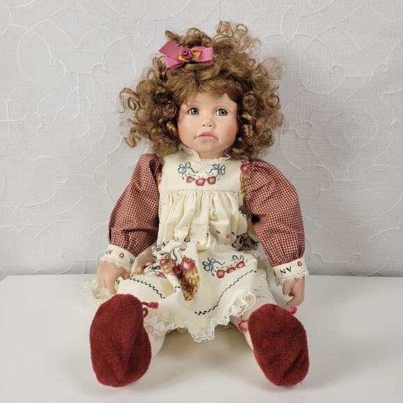 Vintage Norma Rambaud & Wendy Crawford 1991 Porcelain Doll Blue Eyes Curly Hair - Picture 1 of 16